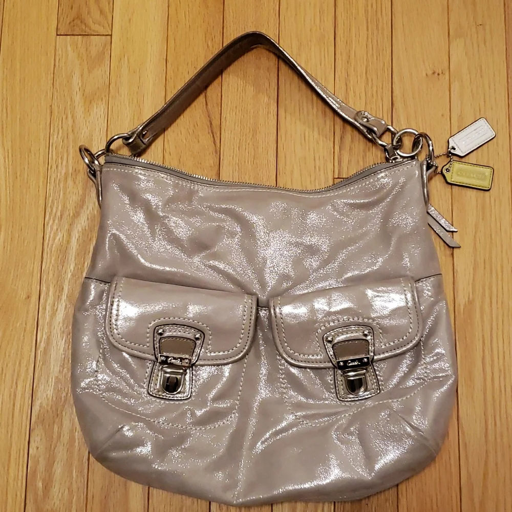 Large Coach Metallic suade Hobo Bag - Picture 1 of 8